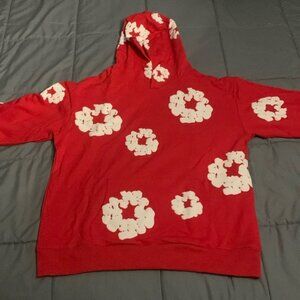 Denim Tears ‘The Cotton Wreath’ Red Pullover Hoodie Men’s Large